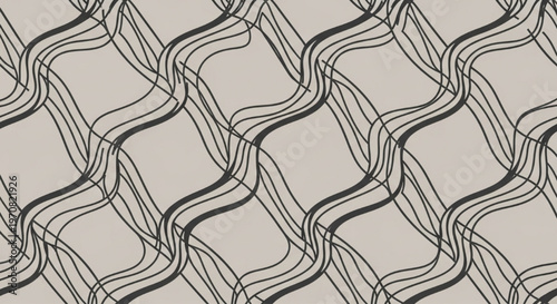 Seamless Organic Line Pattern with Elegant Curves, Monochrome Palette, Modern Repeatable Background Texture