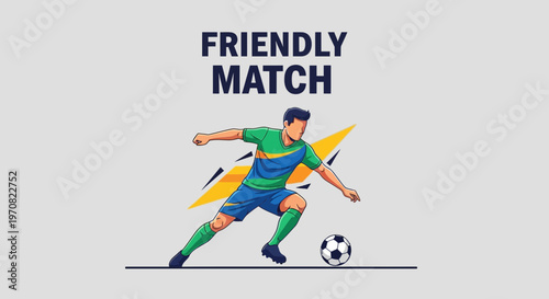 Soccer Illustration Depicting a Player Kicking a Ball During a Friendly Match