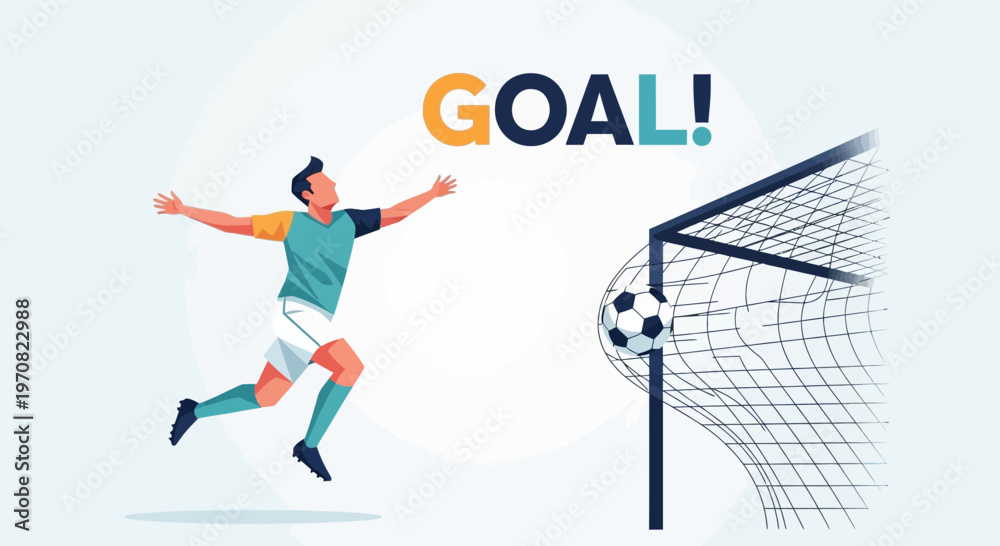 Fototapeta premium Soccer Player Celebrates Successful Goal Scoring, Rejoicing After Achieving Victory in Match
