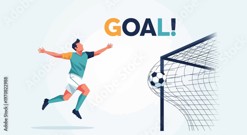 Soccer Player Celebrates Successful Goal Scoring, Rejoicing After Achieving Victory in Match