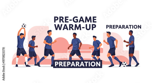 Soccer Players Warming Up And Preparing Before A Match On A White Background