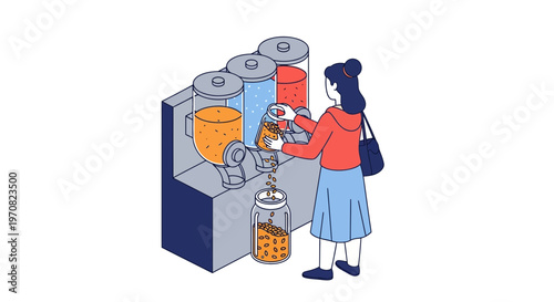 Woman buying juice from vending machine.