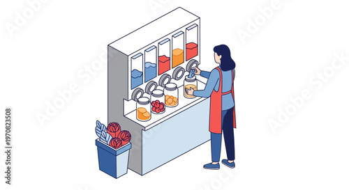 Woman buying ice cream cone outdoors.