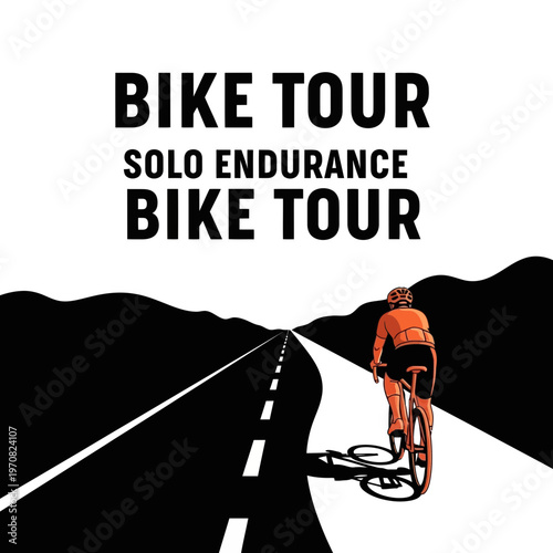 Solo Cyclist Embarking on a Challenging Bike Tour Along Endless Highway Towards Adventure