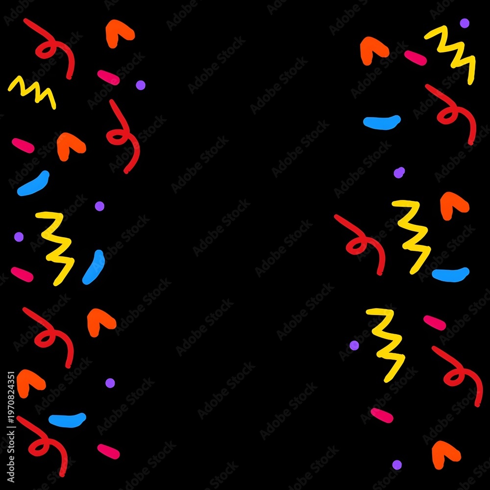 Obraz premium Colorful Confetti Seamless Pattern on Black Background for Party Design