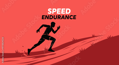 Speed And Endurance: A Dynamic Silhouette Of A Runner On A Red Gradient Background