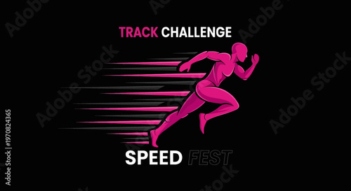Speed Challenge: Dynamic Runner Silhouette in Action, Representing Fitness and Velocity