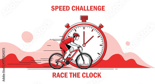 Speed Challenge: Cyclist's Intense Race Against Time Depicted in Dynamic Graphic Design