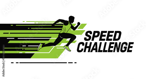 Speed Challenge Logo: Dynamic Illustration of A Runner in Motion Achieving Victory