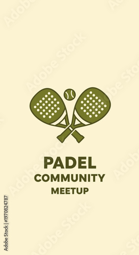 Sporting Logo Showcasing Padel Rackets and Ball Design for Community Gathering Events