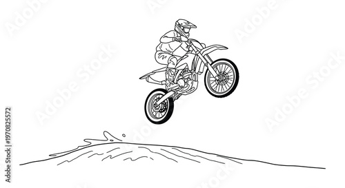 Line drawing of motorcycle racers in various dynamic riding positions