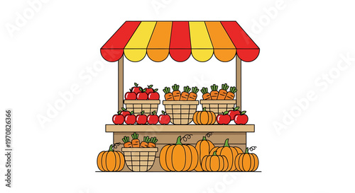 Colorful fruit and vegetable market stand.