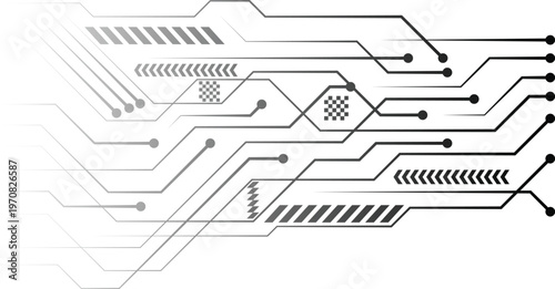 abstract black and white electronic circuit board background