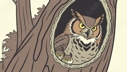  Owl Mother Glaring at Predator.