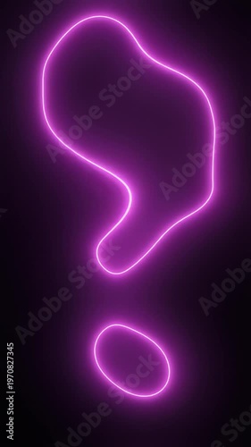 Abstract vertical background featuring a glowing neon pink and purple fluid organic line forming a liquid shape against a dark black backdrop with soft violet illumination.