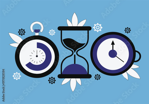 Modern Analog Clock Interface Displaying Time with Clean Circular Design and Minimal Layout. Contemporary Timekeeping Concept for Apps, Dashboards and Digital Interfaces.