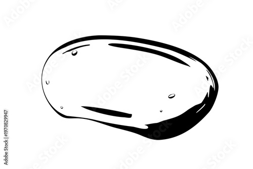 A black and white illustration of a single gel drop on a plain background