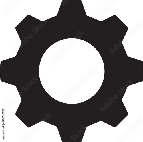 Black gear icon, cogwheel symbol, mechanical gear, industrial gear, vector gear