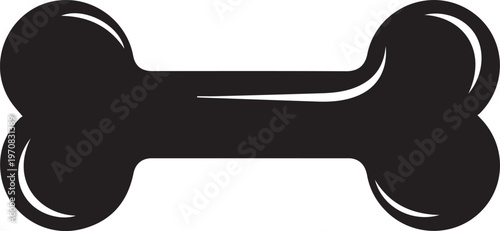 Black dog bone icon, pet symbol, animal shape, vector graphic