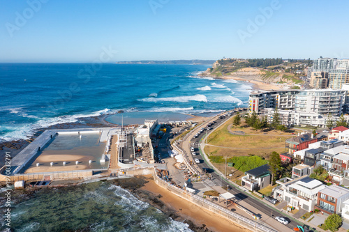 Aerial view Newcastle Beach NSW Australia