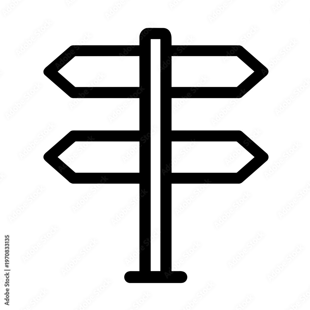 Obraz premium Minimalist directional sign post navigation vector icon