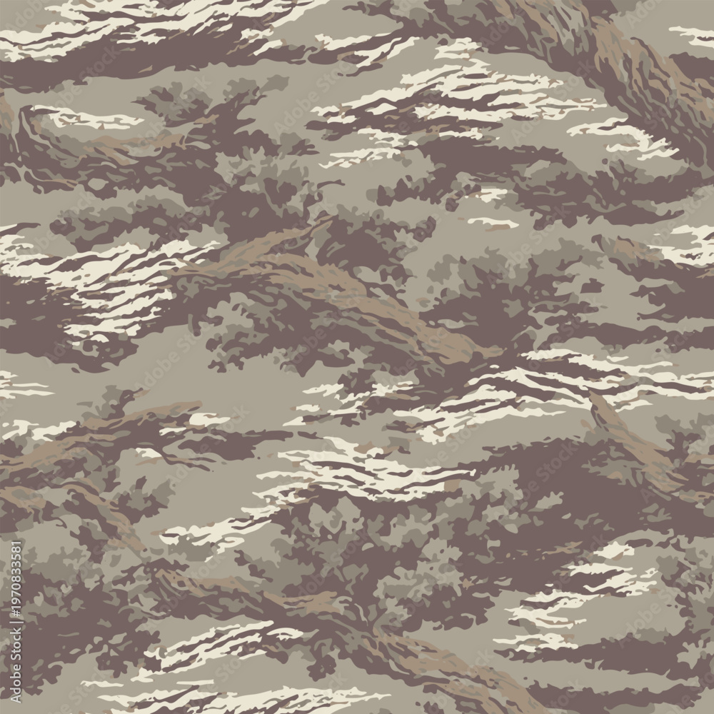 Fototapeta premium Abstract Woodland Bark Camouflage Seamless Pattern Vector Background