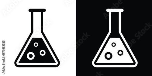 Lab flask vector icon, Medical laboratory flask silhouette vector