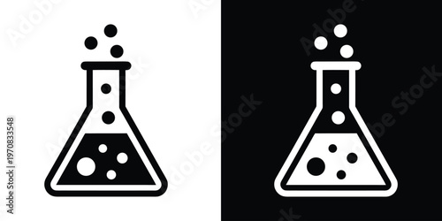 Lab flask vector icon, Medical laboratory flask silhouette vector