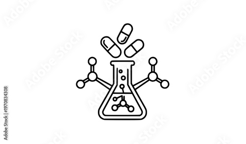 Pharma science line icon vector outline illustration