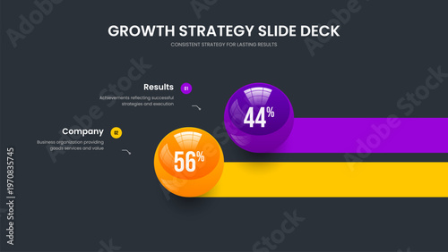 Company Solution 2 Option Chart Slideshow Template. Minimal Performance Slide Layout Vector Illustration. Digital Overview Two Element Diagram Presentation Design.