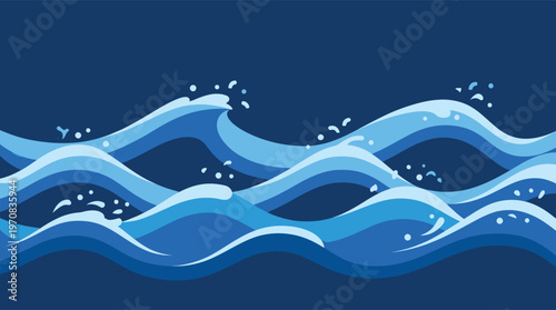 abstract flowing wave lines in blue gradient vector illustration