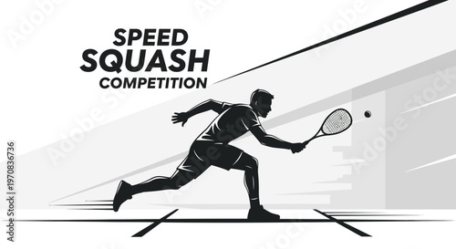 Squash Athlete Silhouette Displaying Athleticism in a Dynamic and Competitive Competition