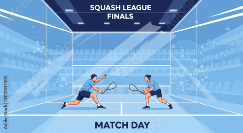 Squash League Finals: Illustrative Action in a Sporting Arena Match Day Rendering