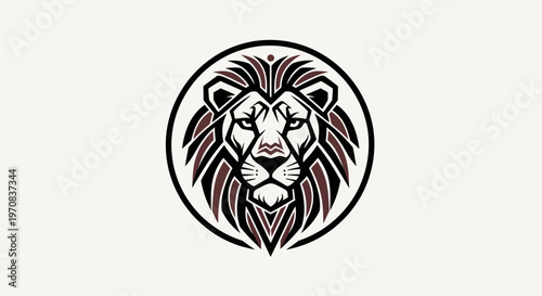 Stylized Lion Head Emblem - Powerful Animal Symbol