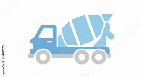 Concrete mixer truck icon, industrial vehicle, construction equipment, simplified vector graphic
