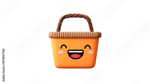 Cartoon_style_shopping_basket isolated on transparent background 