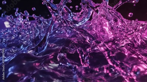 Wallpaper Mural Technology Vibrant glass texture animation in purple and magenta hues on black. Smooth flowing gradient for dynamic backgrounds, music visuals, or digital interfaces. The bold color contrast scene 2 Torontodigital.ca