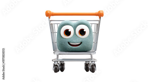 Cartoon_style_shopping_trolley isolated on transparent background