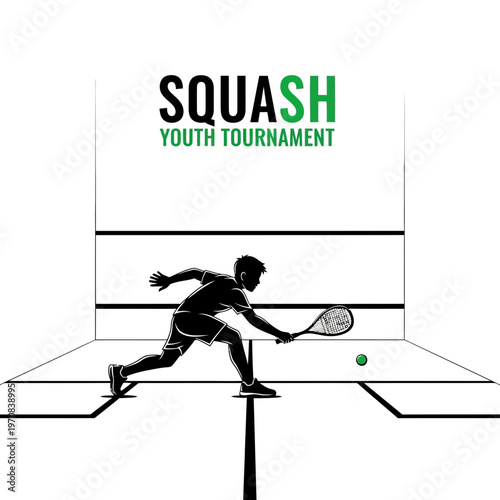 Squash Tournament Silhouette Depicting Youthful Energy and Competitive Spirit in Play Action