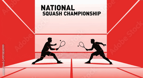 Squash Tournament Silhouette Displaying Intense Competition and Sporting Acumen On Court