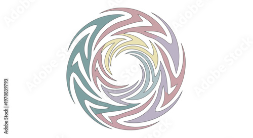 Abstract Swirling Vortex Pattern with Pastel Colors - Circular Design