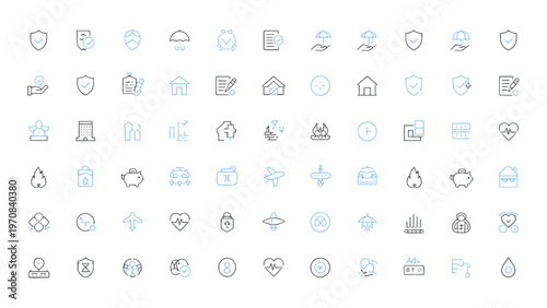Colorful assortment of various icons representing everyday objects and activities Vector