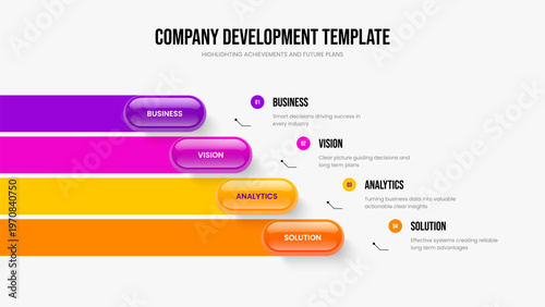Company Solution Four Option Infographic Presentation Template. Corporate Analysis Frame Design Vector Illustration. Digital Proposal 4 Element Diagram Slideshow Layout.