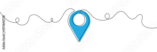 Location pins, geotag sign line continuous drawing vector. One line Location pins, geotag vector background. Location pin, geotag icon. Continuous outline of Location pin, geotag. Linear Locations .