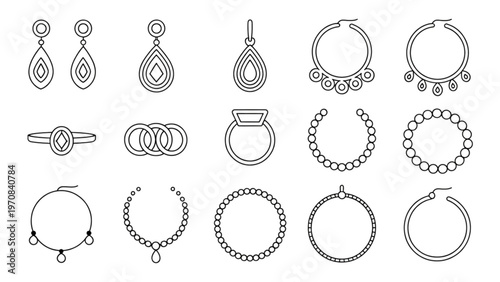 Collection of abstract geometric patterns and shapes in black and white Vector