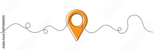 Location pins, geotag sign line continuous drawing vector. One line Location pins, geotag vector background. Location pin, geotag icon. Continuous outline of Location pin, geotag. Linear Locations .