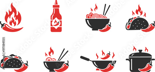 spicy food illustration icons