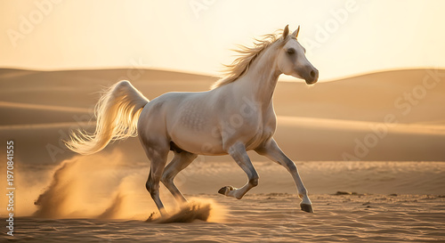 Wallpaper Mural A white horse running through a desert Torontodigital.ca