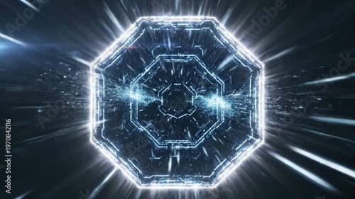 Wallpaper Mural Transport Futuristic shield animation with glowing lines and digital protection effects scene 2 distortion, overlay, glitch, static noise, scan on black background, 4k animated video loop Torontodigital.ca