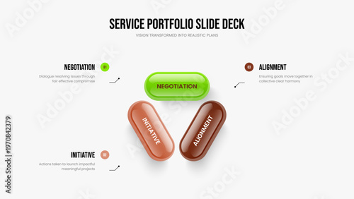 Financial Showcase 3 Option Diagram Slideshow Design. Investor Planning Three Step Infographic Slide Template. Enterprise Innovation Frame Layout Vector Illustration.